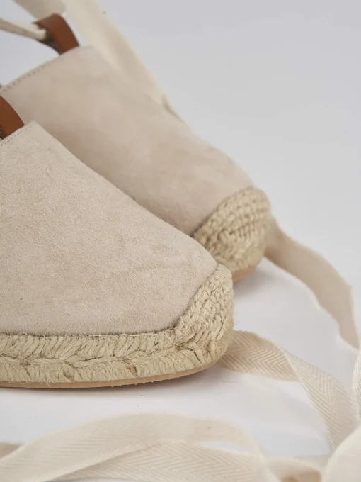 Sandalo espadrillas zeppa 8 cm beige camoscio
