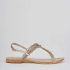 Sandalo infradito tacco 1 cm oro pelle