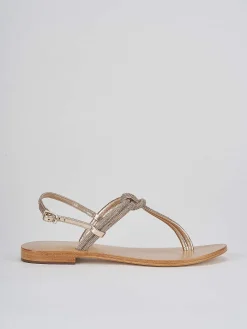 Sandalo infradito tacco 1 cm oro pelle