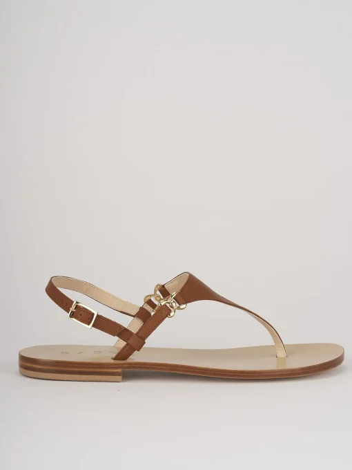 Sandalo infradito tacco 1 cm marrone pelle