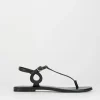 Sandalo infradito tacco 1 cm nero pelle