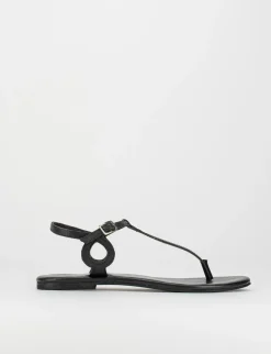 Sandalo infradito tacco 1 cm nero pelle