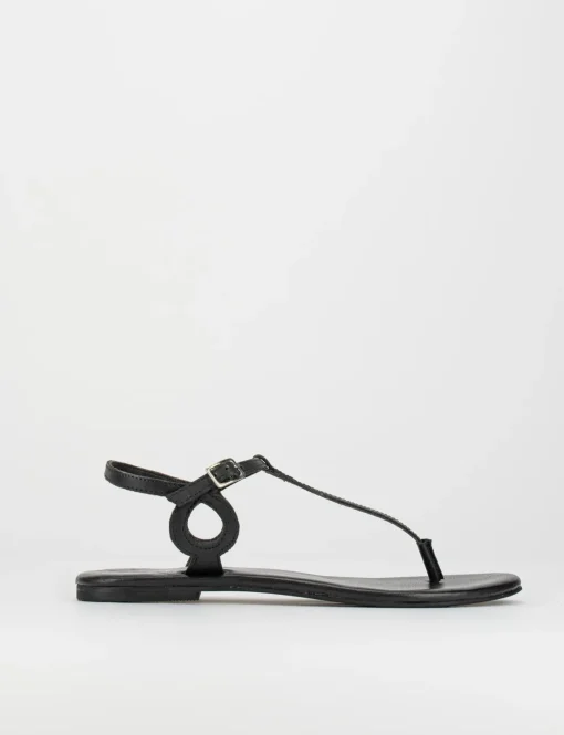Sandalo infradito tacco 1 cm nero pelle