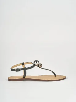 Sandalo infradito tacco 1 cm nero pelle