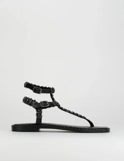 Sandalo infradito tacco 1 cm nero pelle