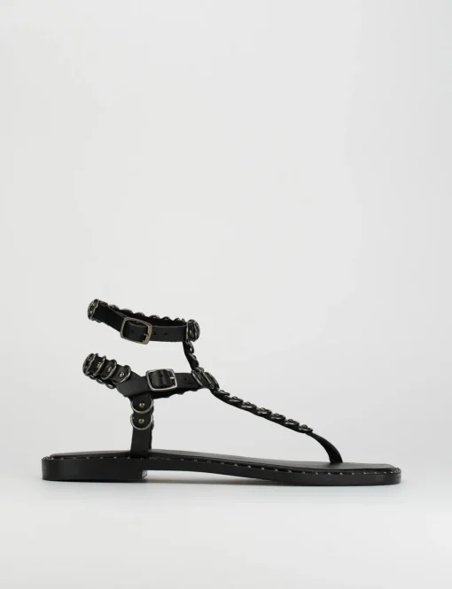 Sandalo infradito tacco 1 cm nero pelle