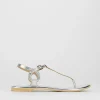 Sandalo infradito tacco 1 cm argento pelle