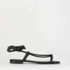 Sandalo infradito tacco 1 cm nero pelle