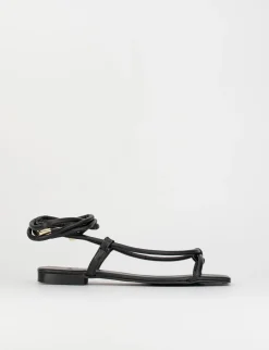 Sandalo infradito tacco 1 cm nero pelle