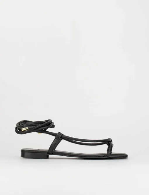 Sandalo infradito tacco 1 cm nero pelle