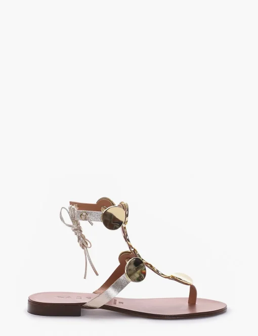 Sandalo infradito tacco 1 cm platino