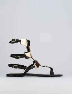 Sandalo infradito tacco 1 cm nero pelle