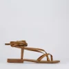 Sandalo infradito tacco 1 cm marrone pelle
