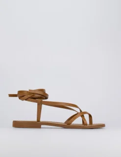 Sandalo infradito tacco 1 cm marrone pelle