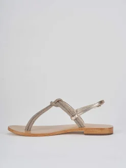 Sandalo infradito tacco 1 cm oro pelle