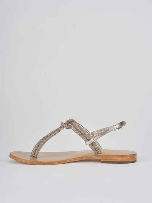 Sandalo infradito tacco 1 cm oro pelle