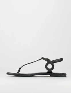 Sandalo infradito tacco 1 cm nero pelle