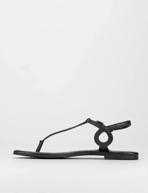 Sandalo infradito tacco 1 cm nero pelle