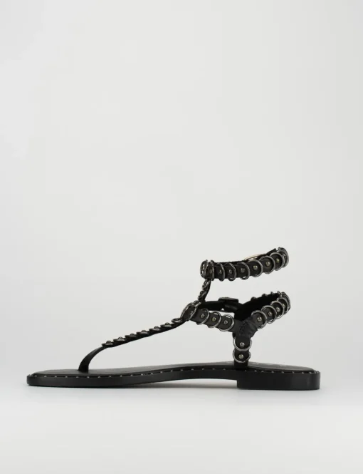 Sandalo infradito tacco 1 cm nero pelle