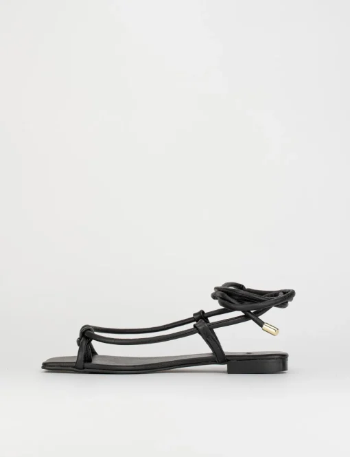 Sandalo infradito tacco 1 cm nero pelle