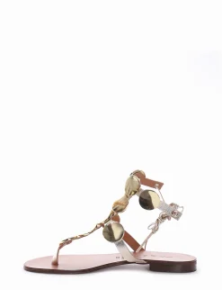 Sandalo infradito tacco 1 cm platino