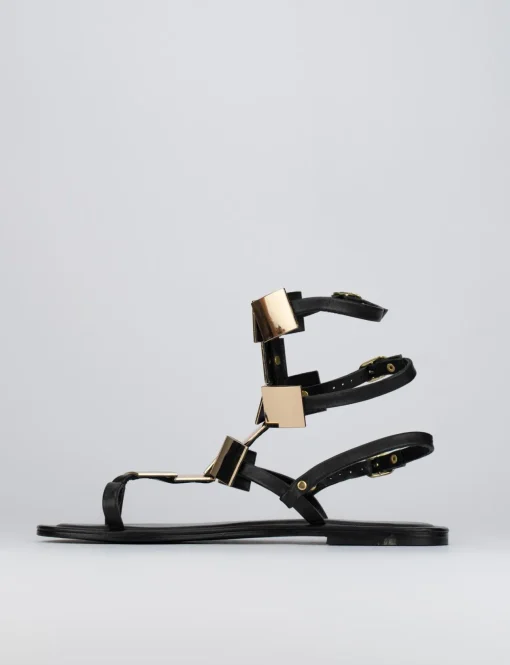 Sandalo infradito tacco 1 cm nero pelle