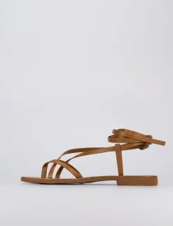Sandalo infradito tacco 1 cm marrone pelle