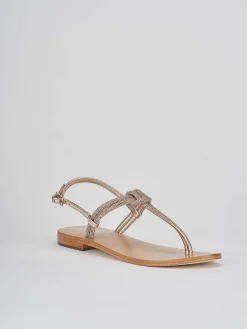 Sandalo infradito tacco 1 cm oro pelle