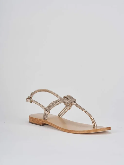 Sandalo infradito tacco 1 cm oro pelle