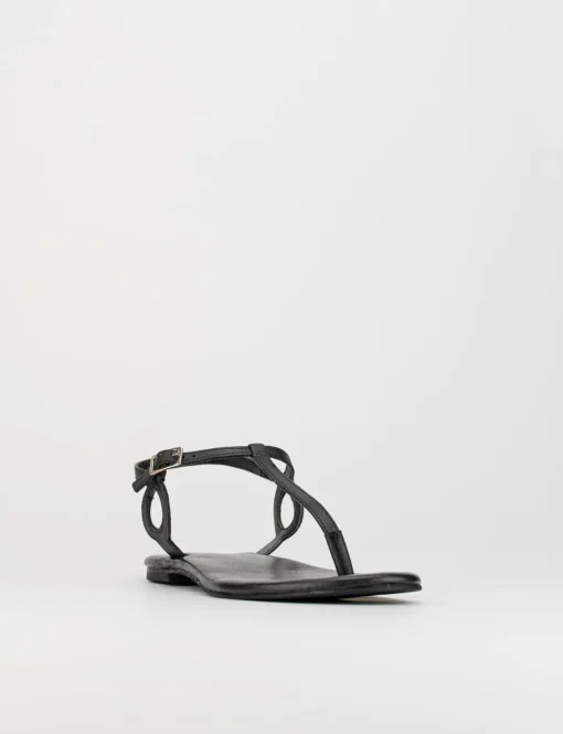 Sandalo infradito tacco 1 cm nero pelle