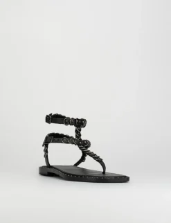 Sandalo infradito tacco 1 cm nero pelle