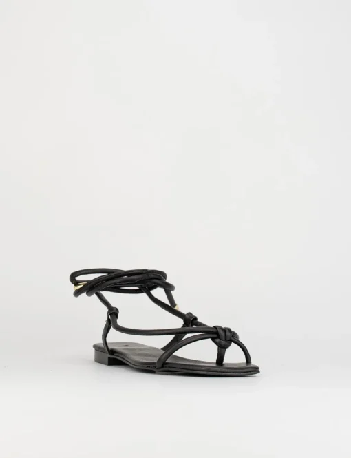 Sandalo infradito tacco 1 cm nero pelle
