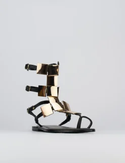 Sandalo infradito tacco 1 cm nero pelle