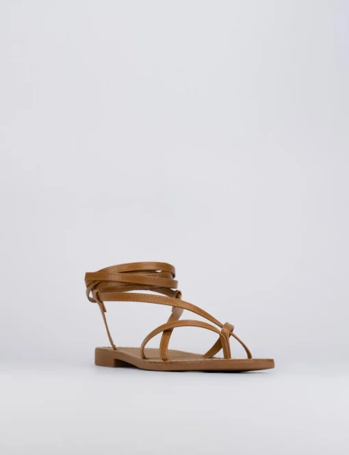 Sandalo infradito tacco 1 cm marrone pelle