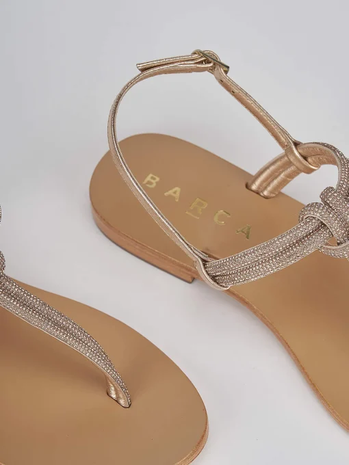 Sandalo infradito tacco 1 cm oro pelle