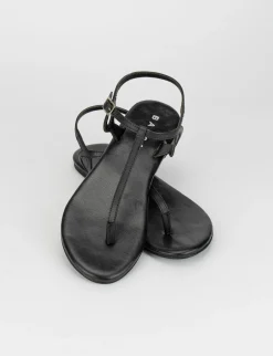 Sandalo infradito tacco 1 cm nero pelle