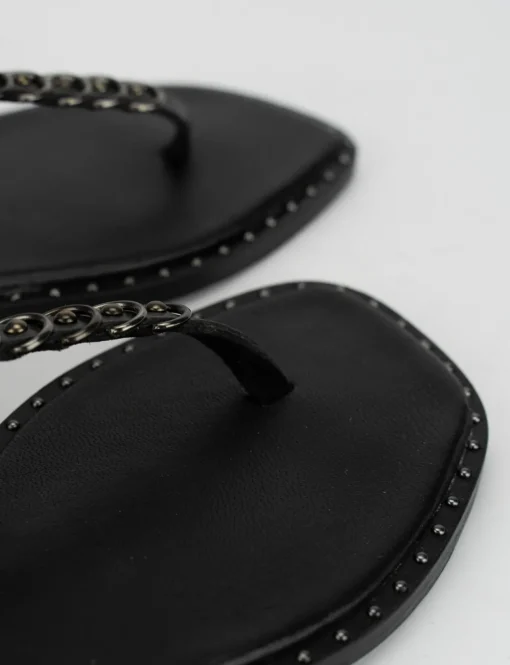 Sandalo infradito tacco 1 cm nero pelle