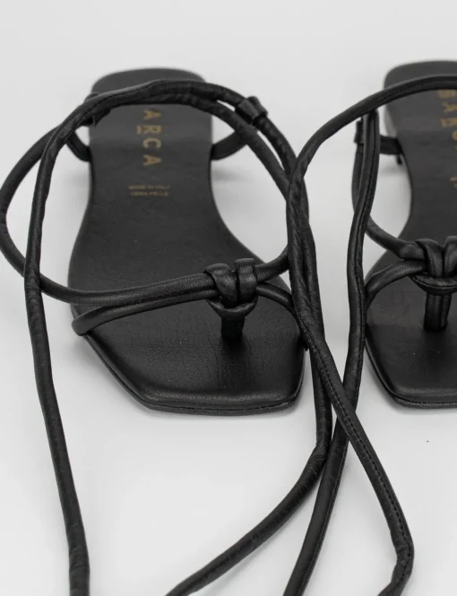 Sandalo infradito tacco 1 cm nero pelle