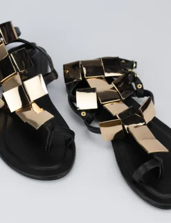 Sandalo infradito tacco 1 cm nero pelle