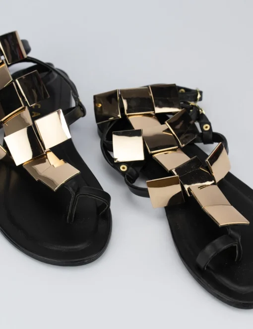 Sandalo infradito tacco 1 cm nero pelle