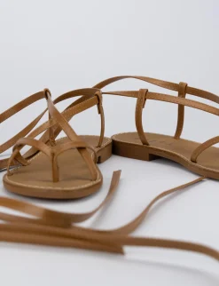 Sandalo infradito tacco 1 cm marrone pelle
