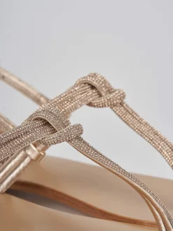 Sandalo infradito tacco 1 cm oro pelle