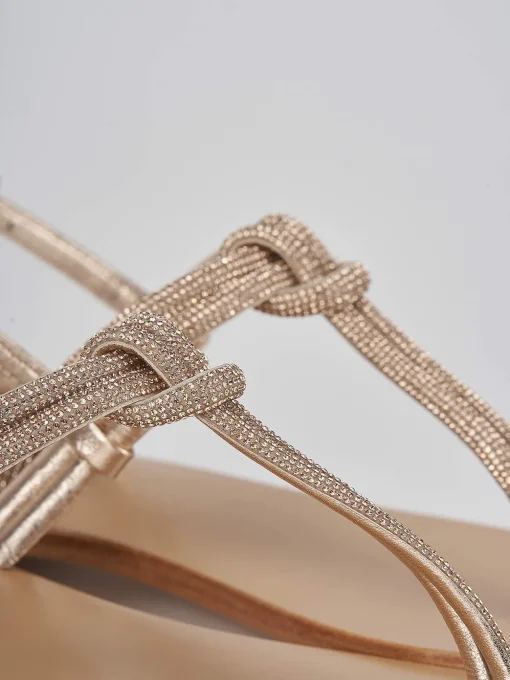 Sandalo infradito tacco 1 cm oro pelle