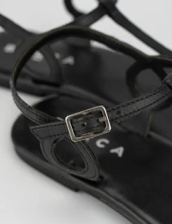 Sandalo infradito tacco 1 cm nero pelle