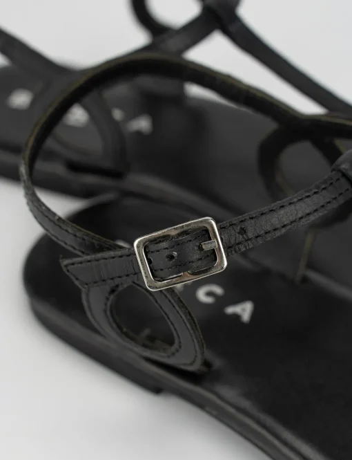 Sandalo infradito tacco 1 cm nero pelle