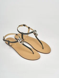 Sandalo infradito tacco 1 cm nero pelle