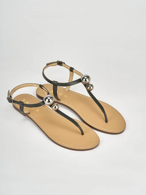 Sandalo infradito tacco 1 cm nero pelle