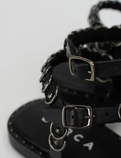 Sandalo infradito tacco 1 cm nero pelle