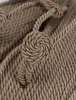 Sandalo infradito tacco 1 cm beige tessuto