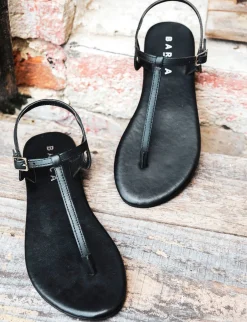 Sandalo infradito tacco 1 cm nero pelle